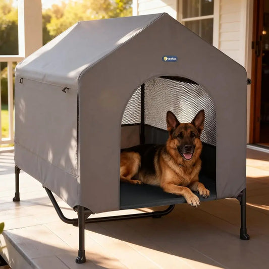 2-In-1 Outdoor Indoor Dog House And Cot Bed Shelter