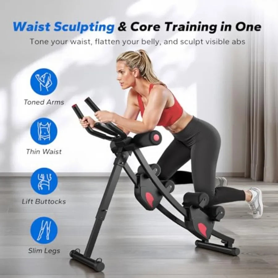 Fitness ab machine, ab workout equipment for home gym, Height Adjustable ab trainer, foldable fitness equipment.