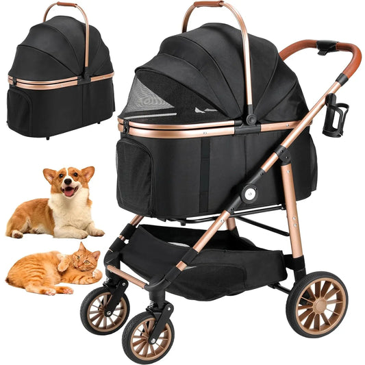 360 Degree Foldable Cat And Dog Stroller With Car Attachment