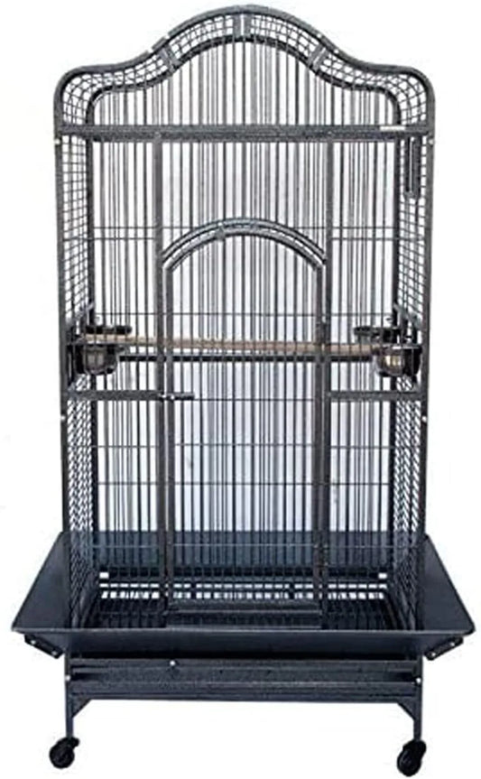 Wrought Iron Dome Top For Parrot Cage With Rolling Stand