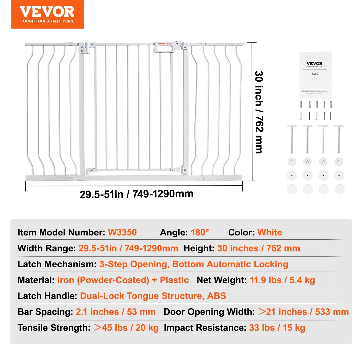 SucceBuy Baby Gate Pressure Mount Walk Through Pet Gate