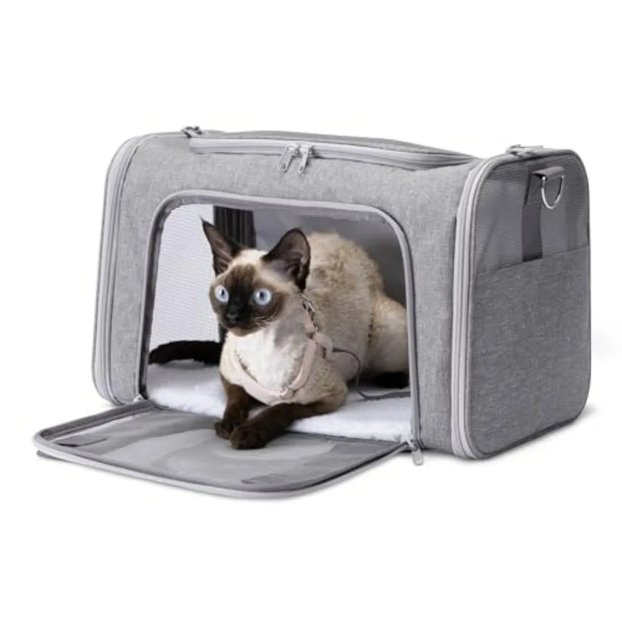 Soft Cat and Dog Carrier with Adjustable Shoulder Strap, Airline-Approved, Foldable and Portable Design, Mesh Ventilation, Fold