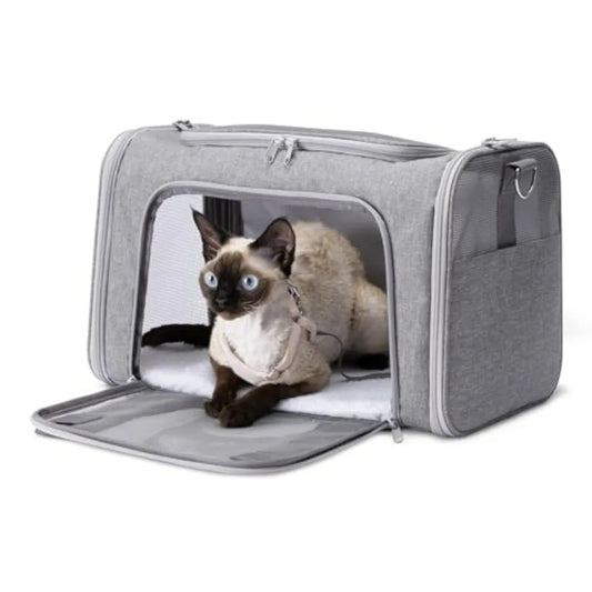 Soft Cat and Dog Carrier with Adjustable Shoulder Strap, Airline-Approved, Foldable and Portable Design, Mesh Ventilation, Fold