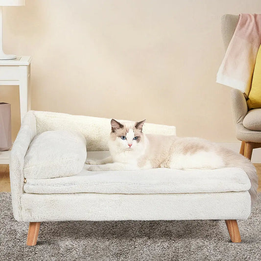 Elevated Pet Bed With Wooden Legs For Dogs And Cats