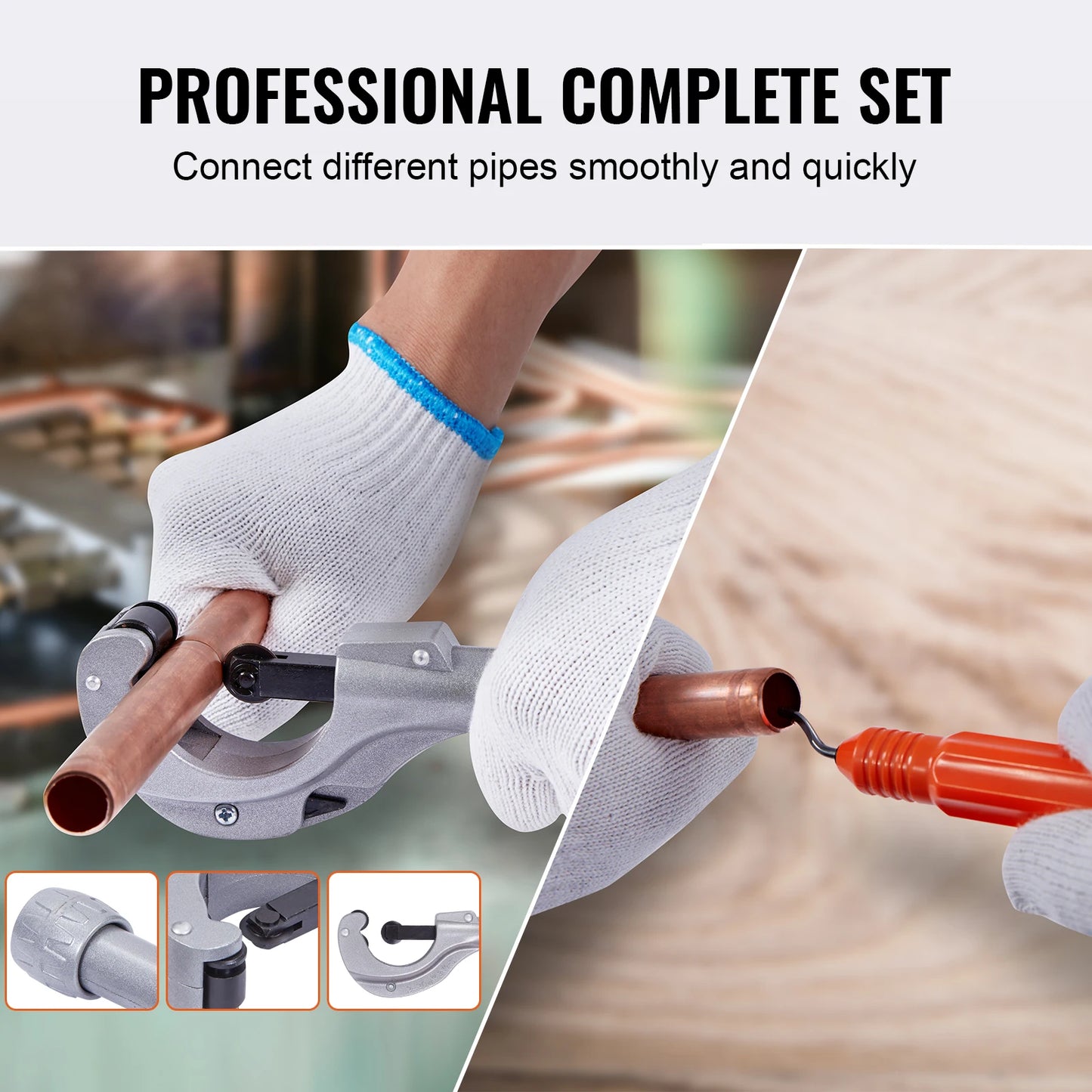 SucceBuy Hydraulic Tube Expander with 7Pipe Expander Heads Deburring Tool Pipe Cutter for Copper Aluminum Brass Soft Steel Pipes