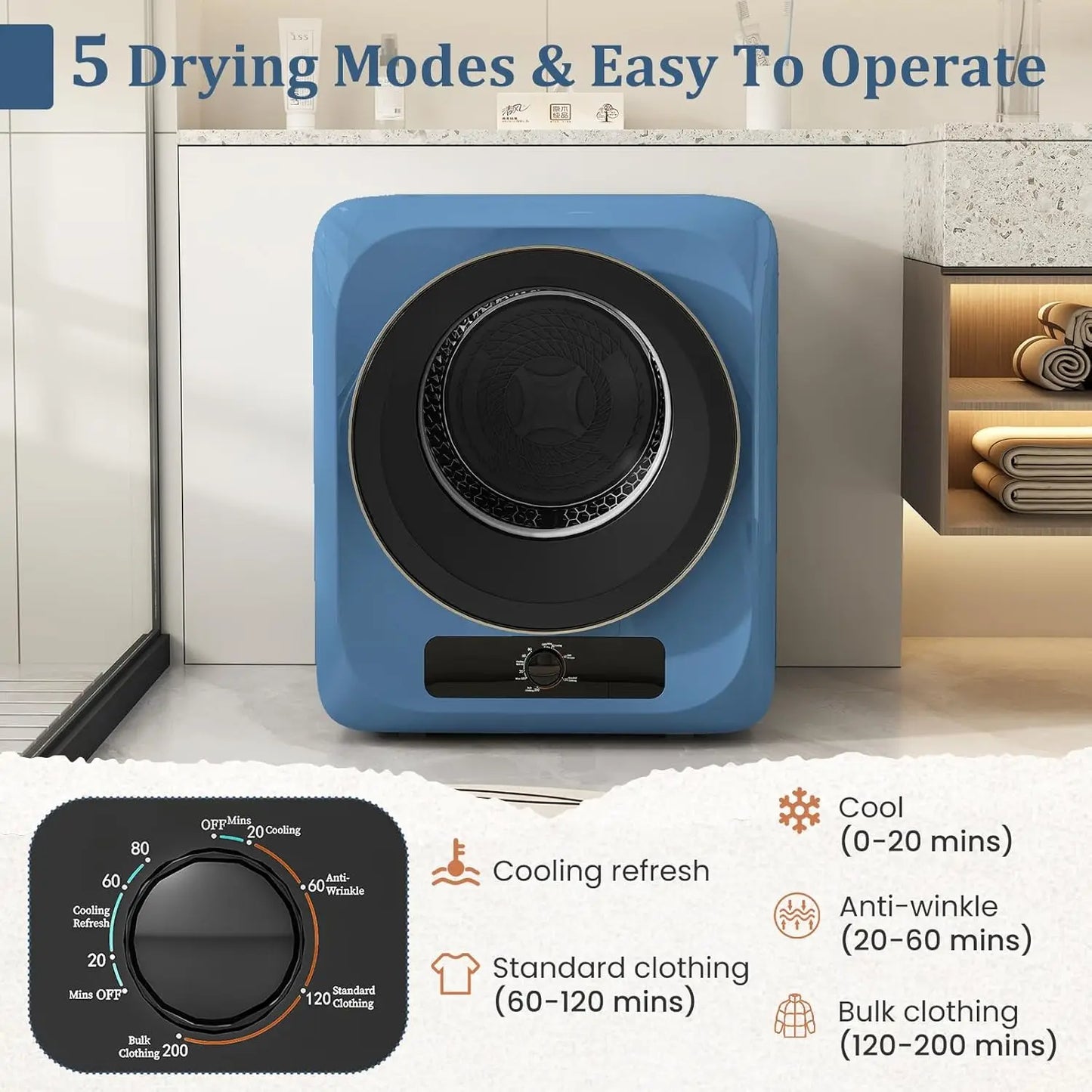 Portable Front Load Electric Clothes Dryer With Stainless Drum