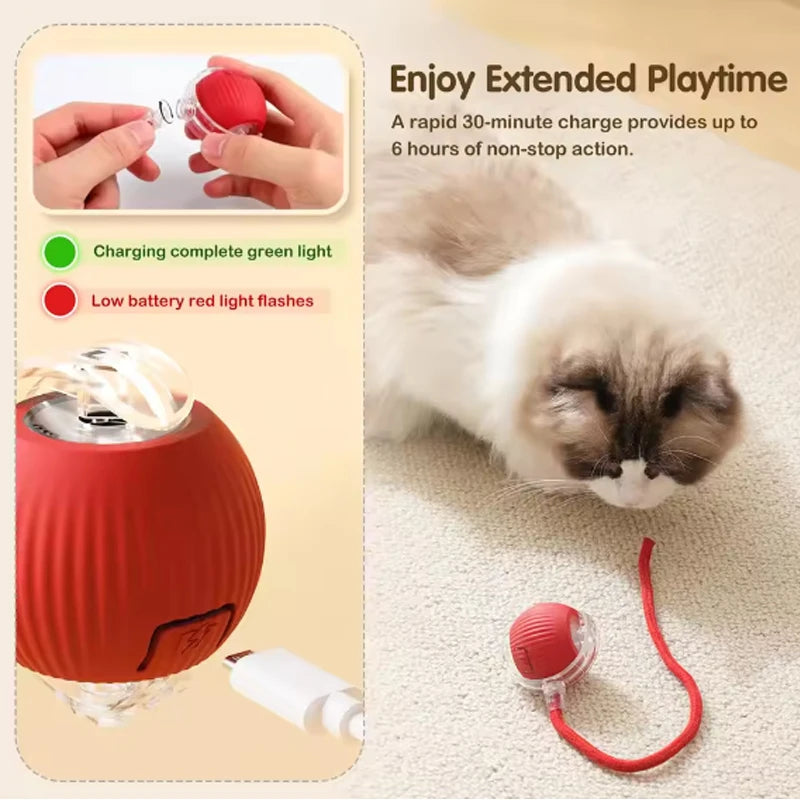 Smart Cat Ball Toy Silicone Interactive Auto Motion For Cats