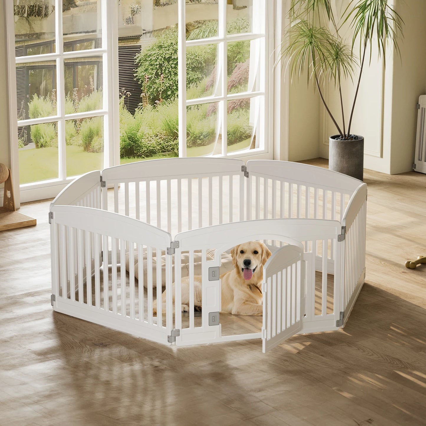 JHK Plastic Dog Playpen Expandable Fence for Dogs Outdoor Use