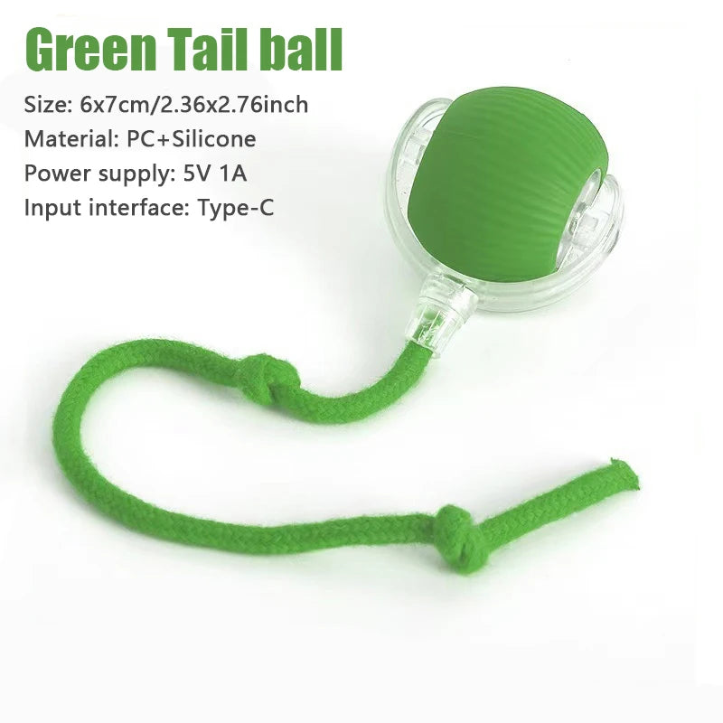 Smart Cat Toy Automatic Rolling Ball Rechargeable Interactive Fake Tail