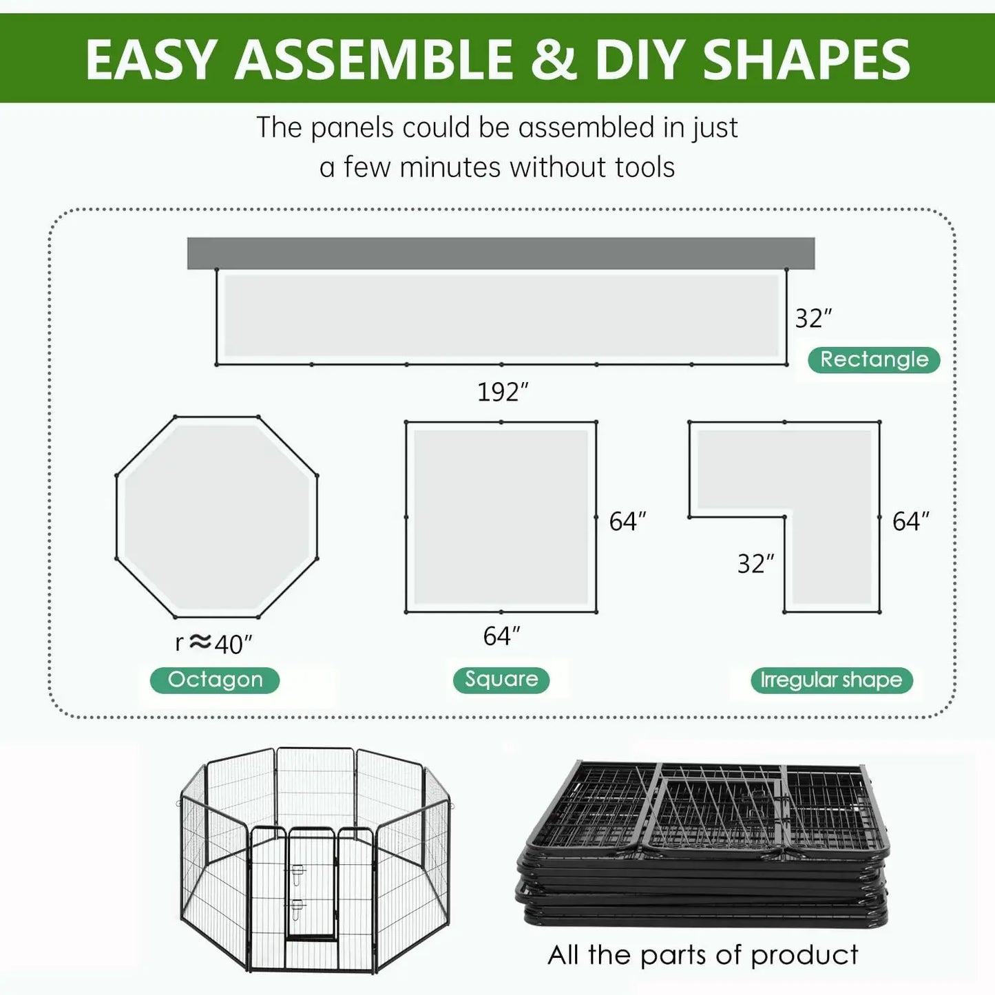 Dog Playpen Heavy Duty Metal Exercise Pen Rust-Resistant