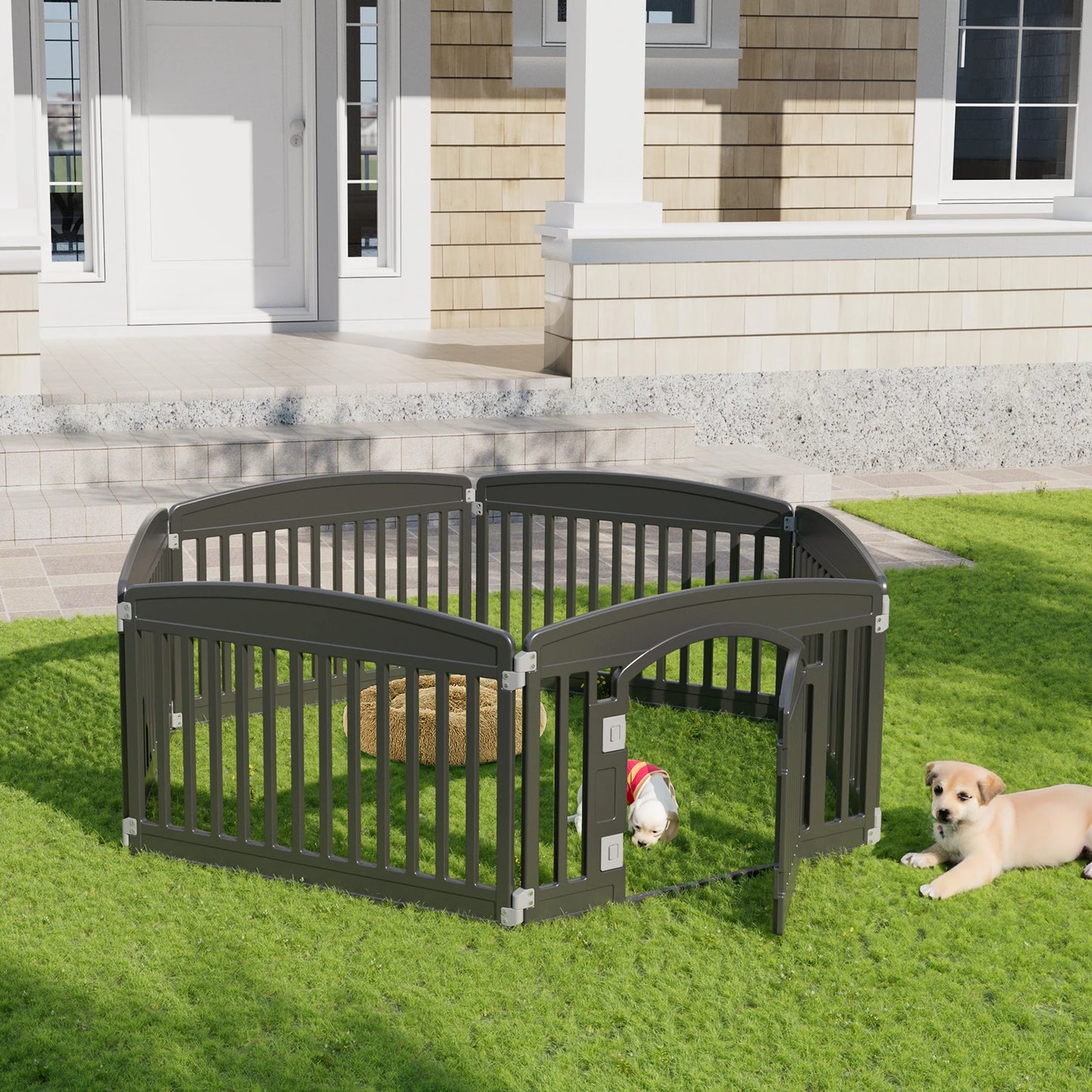 JHK Plastic Dog Playpen Expandable Fence for Dogs Outdoor Use