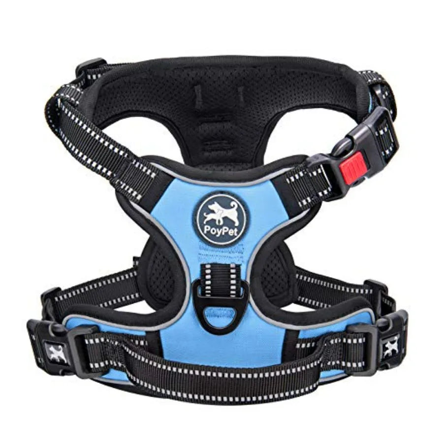 Pull Dog Harness, Choke Front Lead Dog Reflective Harness, Adjustable Soft Padded Pet Vest with Easy Control Handle for Small t