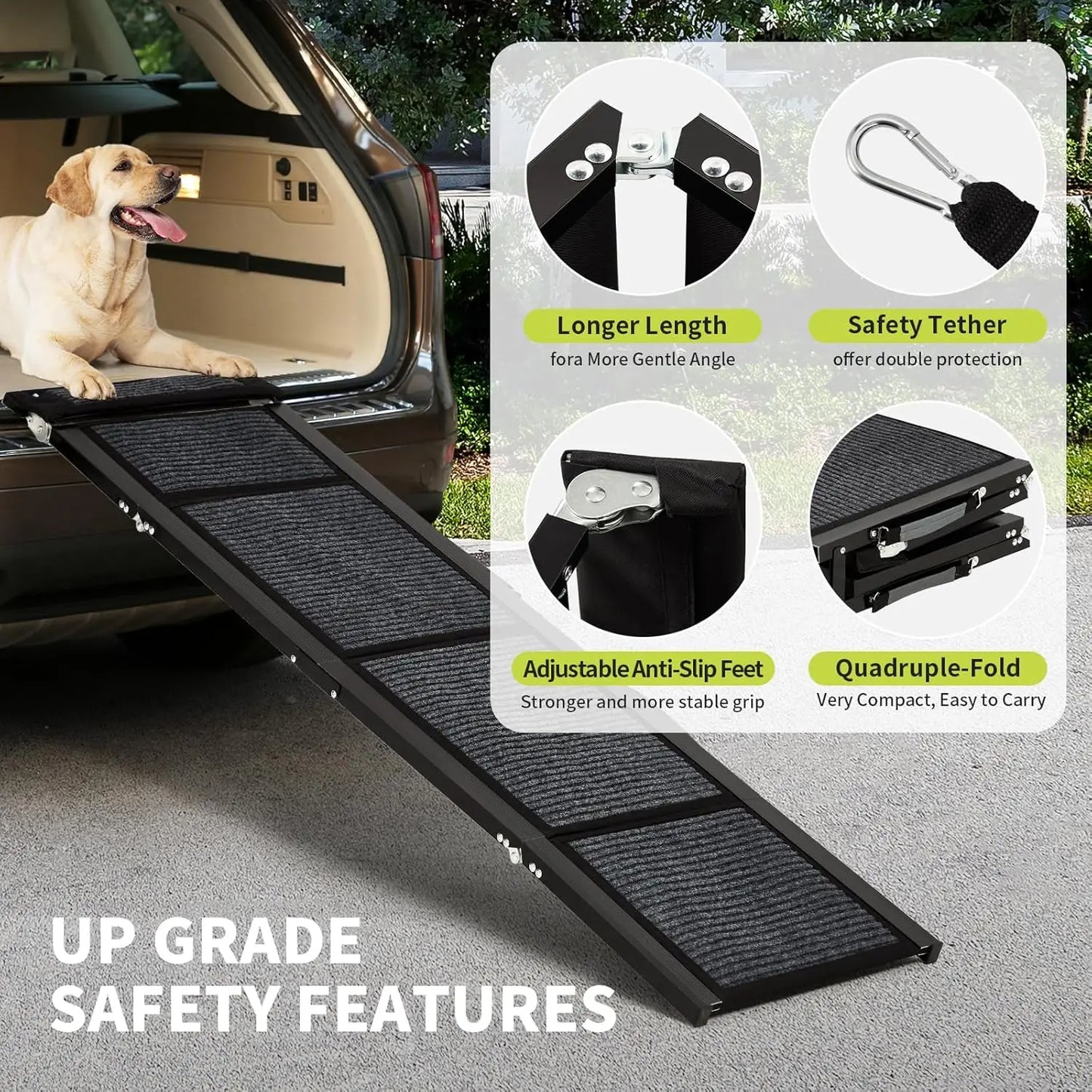 HiMISS Folding Dog Ramp for Cars Non Slip 250 Pounds
