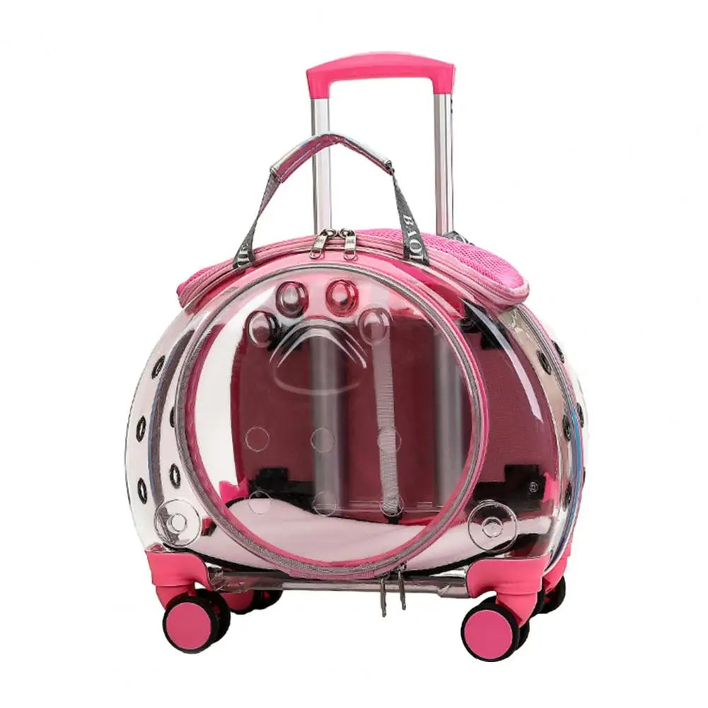 Pet Trolley Carrier For Cats And Dogs With Clear Ventilation And Silent Wheels