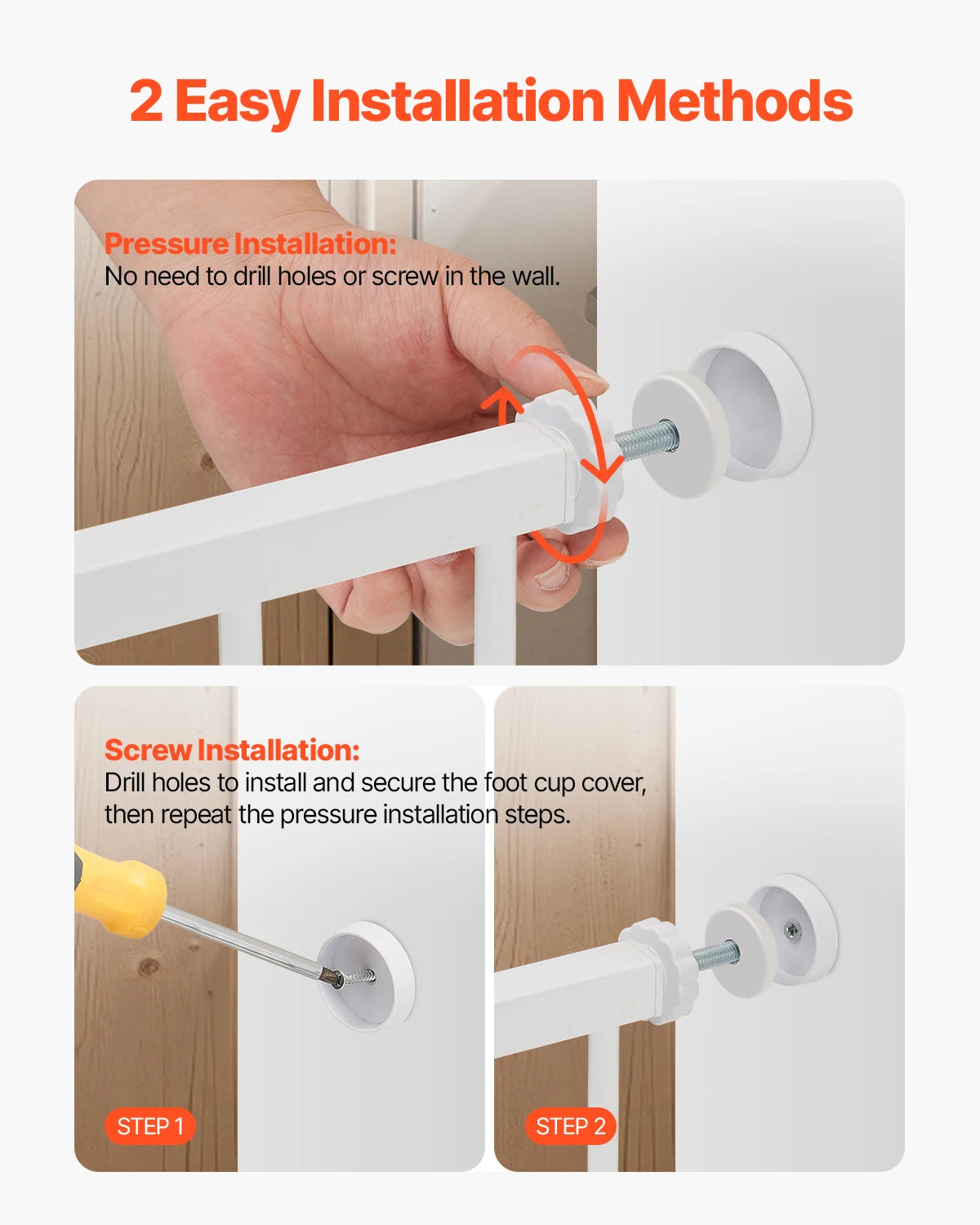 SucceBuy Baby Gate Pressure Mount Walk Through Pet Gate