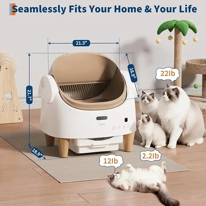Automatic Cat Litter Box Top-Open Self Cleaning Cat Litter Box with 15-Layer Safety Protection, Smart App Control, Large Capacity Friendly Electric Litter Box