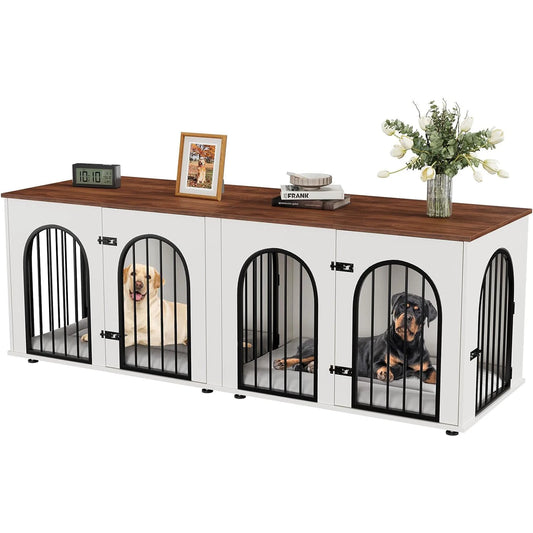 HiMISS Dog Crate Furniture For Two Dogs TV Stand Cushions