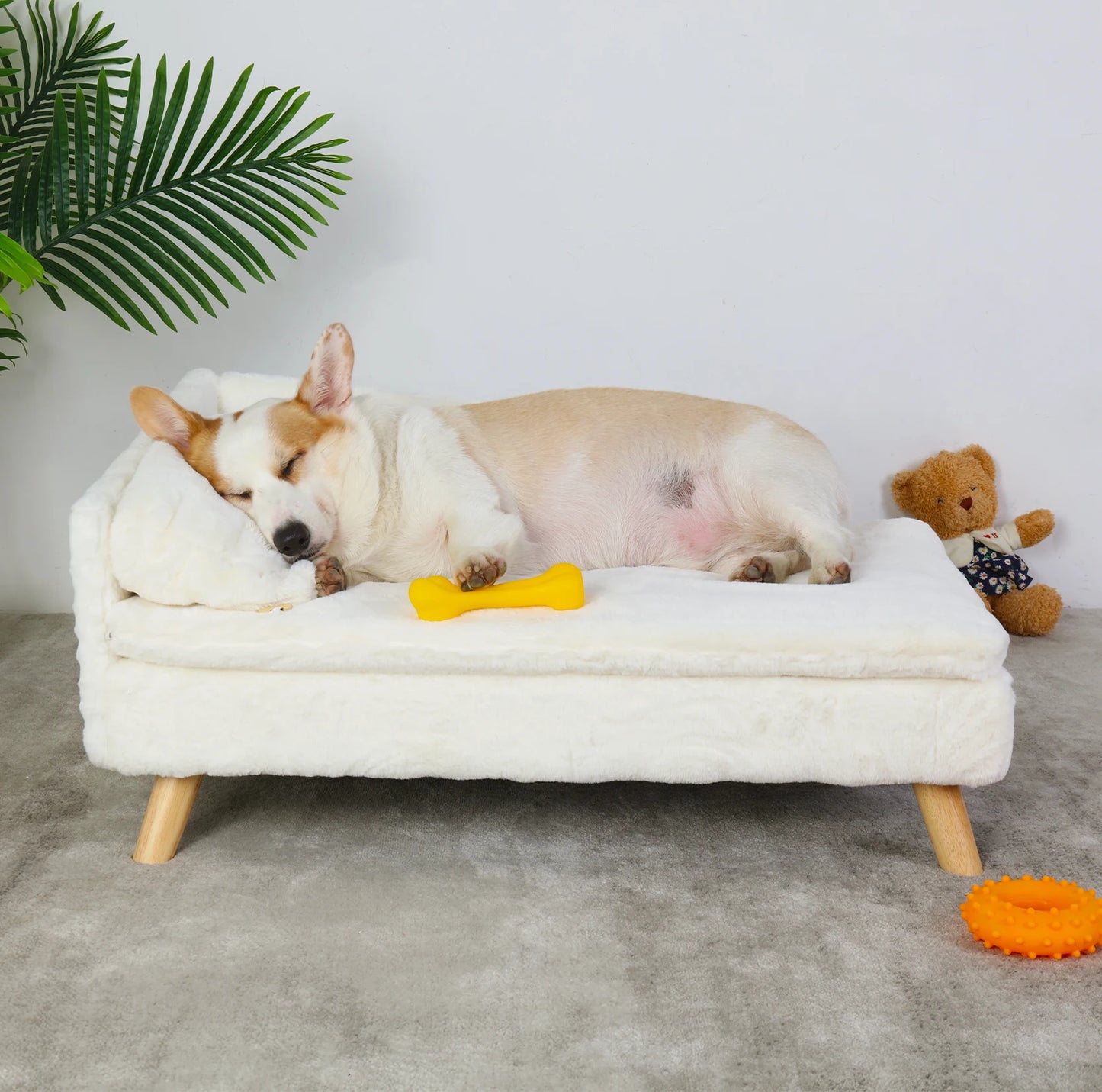 Elevated Pet Bed With Wooden Legs For Dogs And Cats