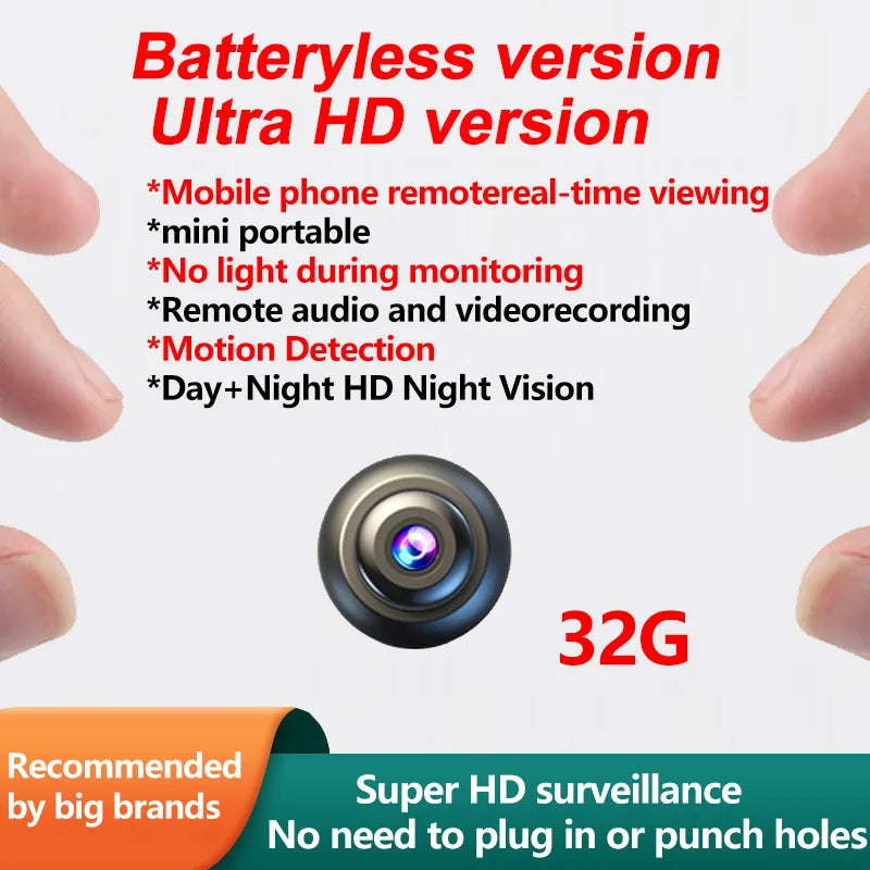 D Brand Ultra-High-Definition Small Camera Wireless Monitor for Home Use, Wifi Remote Mobile Phone 360-Degree Panoramic Mini Camera for Indoor Home Use, No Need for Power Plug, Cat Eye, Non-Miniature, Non-Invisible, Non-Conce