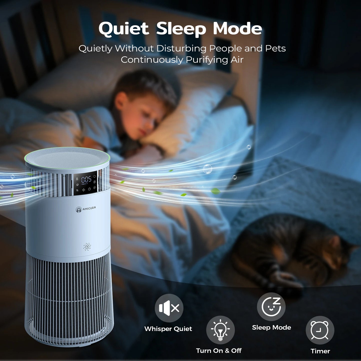Amicura P2 Air Purifier for Pet Allergy Sufferers High CADR