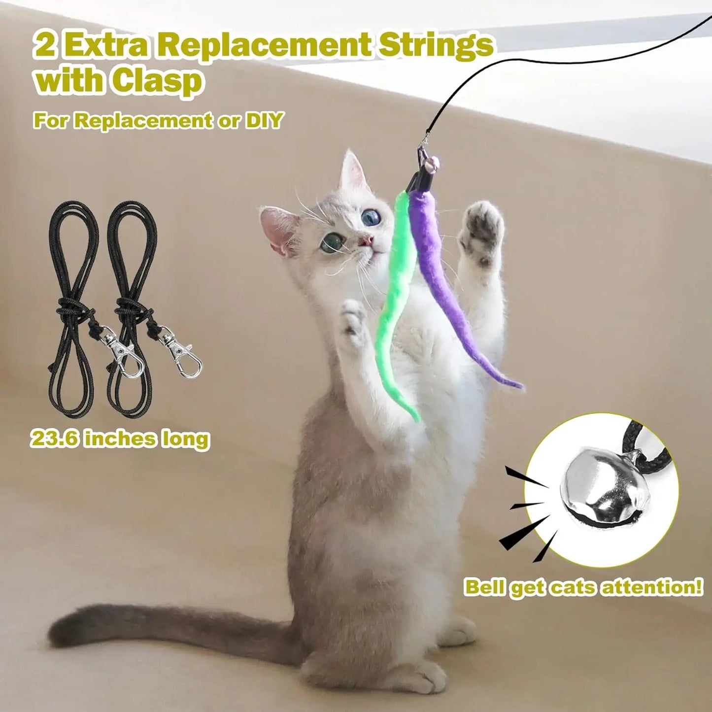 Indoor Cat Toys Set Interactive Wand Toy And Feather Refills