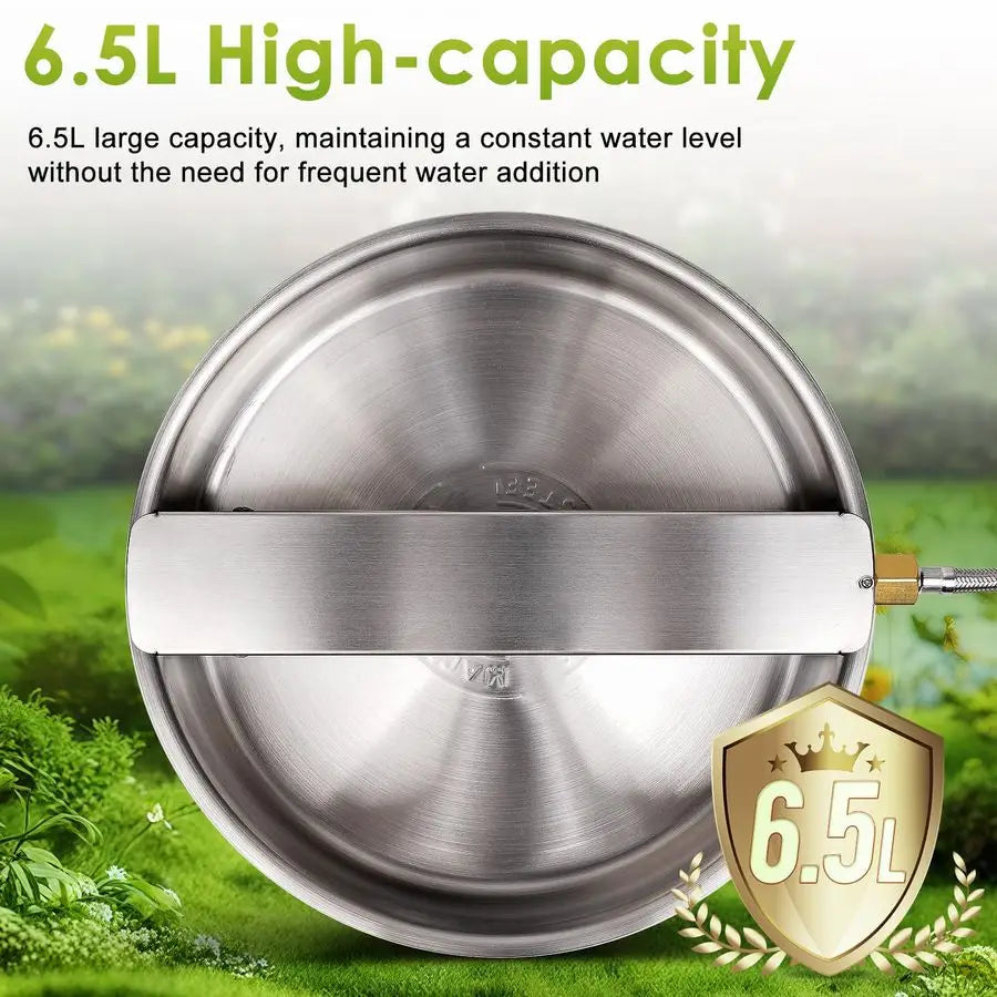 Dog Water Bowl Dispenser Large Breed Outdoor Pet Water Fountain Pet Waterer with Float Valve 6.5L HeavyDuty Stainless Steel Auto