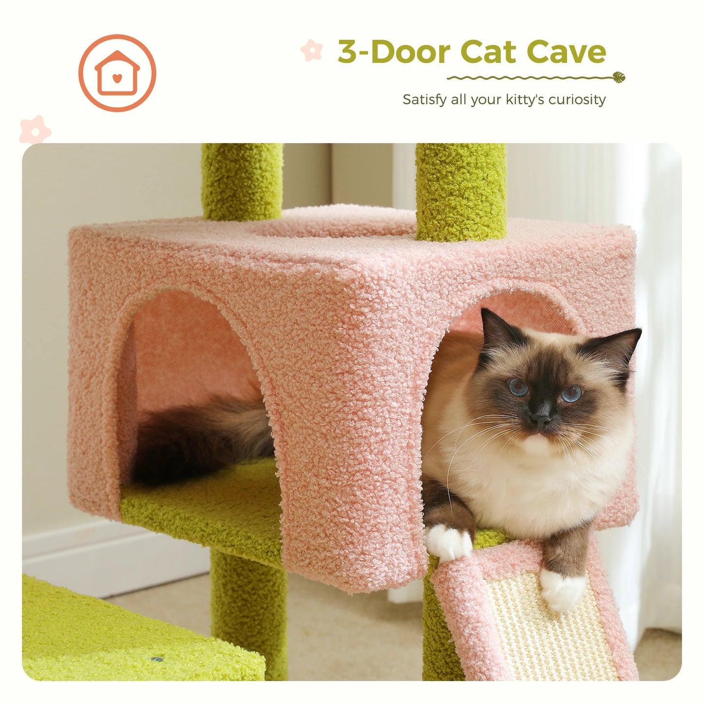 PEQULTICN Flower Cat Tree Multi Level Cat Tower Sisal