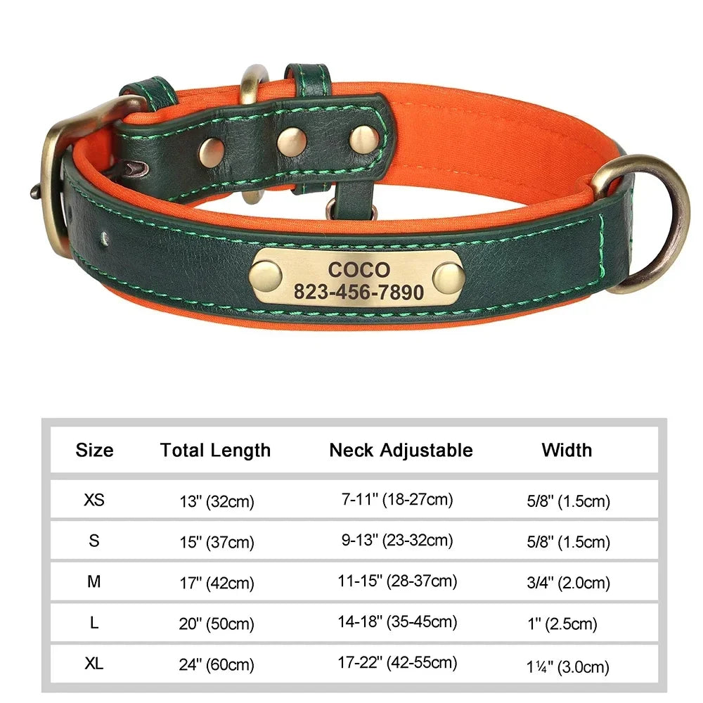 COOYOMOO Personalized Leather ID Nameplate Dog Collar Padded Comfort Engraving