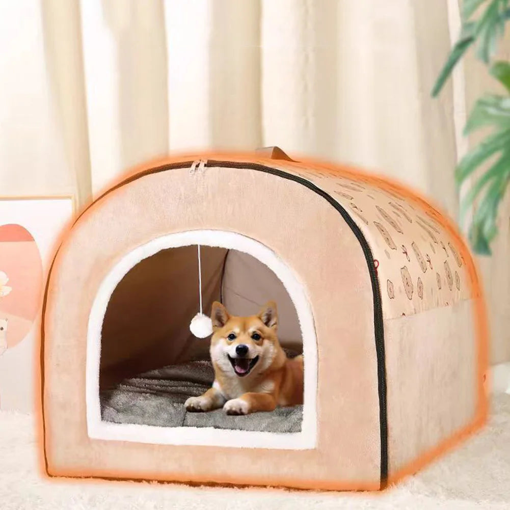 APWIKOGER Dog Bed Nest Plush Cotton Puppy Shelter Castle