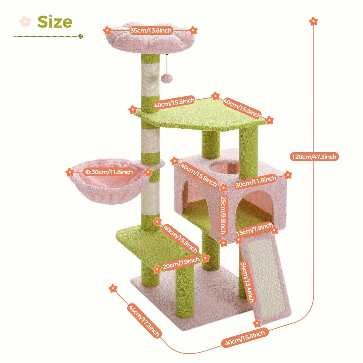 PEQULTICN Flower Cat Tree Multi Level Cat Tower Sisal
