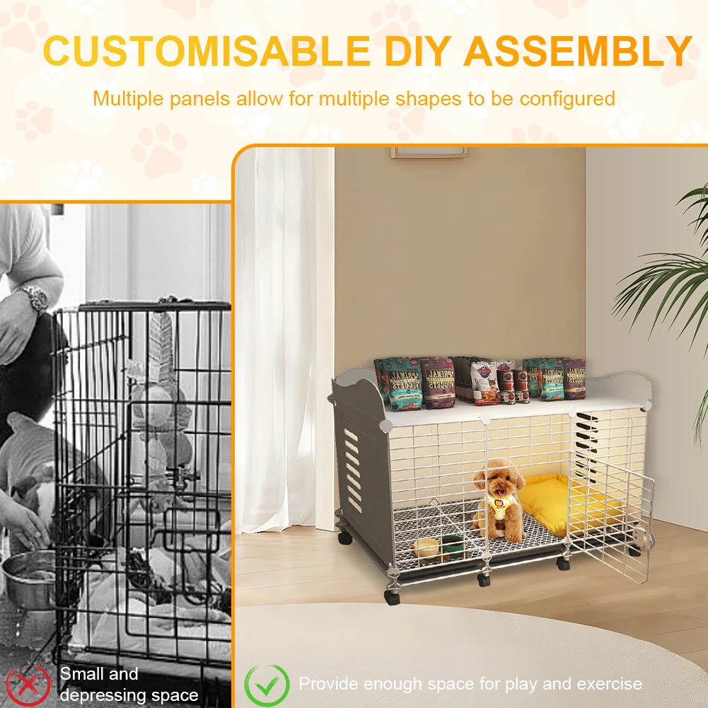 Dog Kennel With Wheels And Tray Indoor Wire Crate