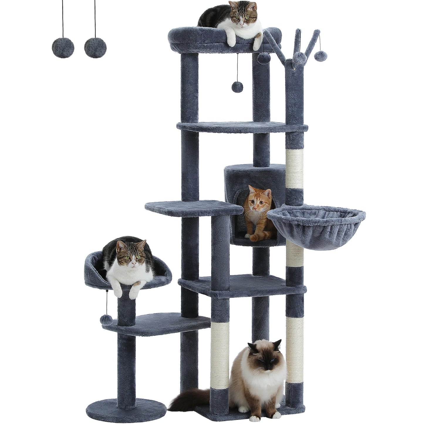 PEQULTICN Multi Level Cat Tree With Scratching Posts Five Tiers