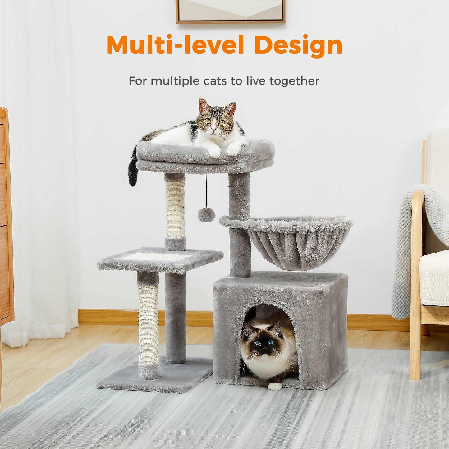 PEQULTICN Small Cat Tree With Natural Sisal Scratching Post