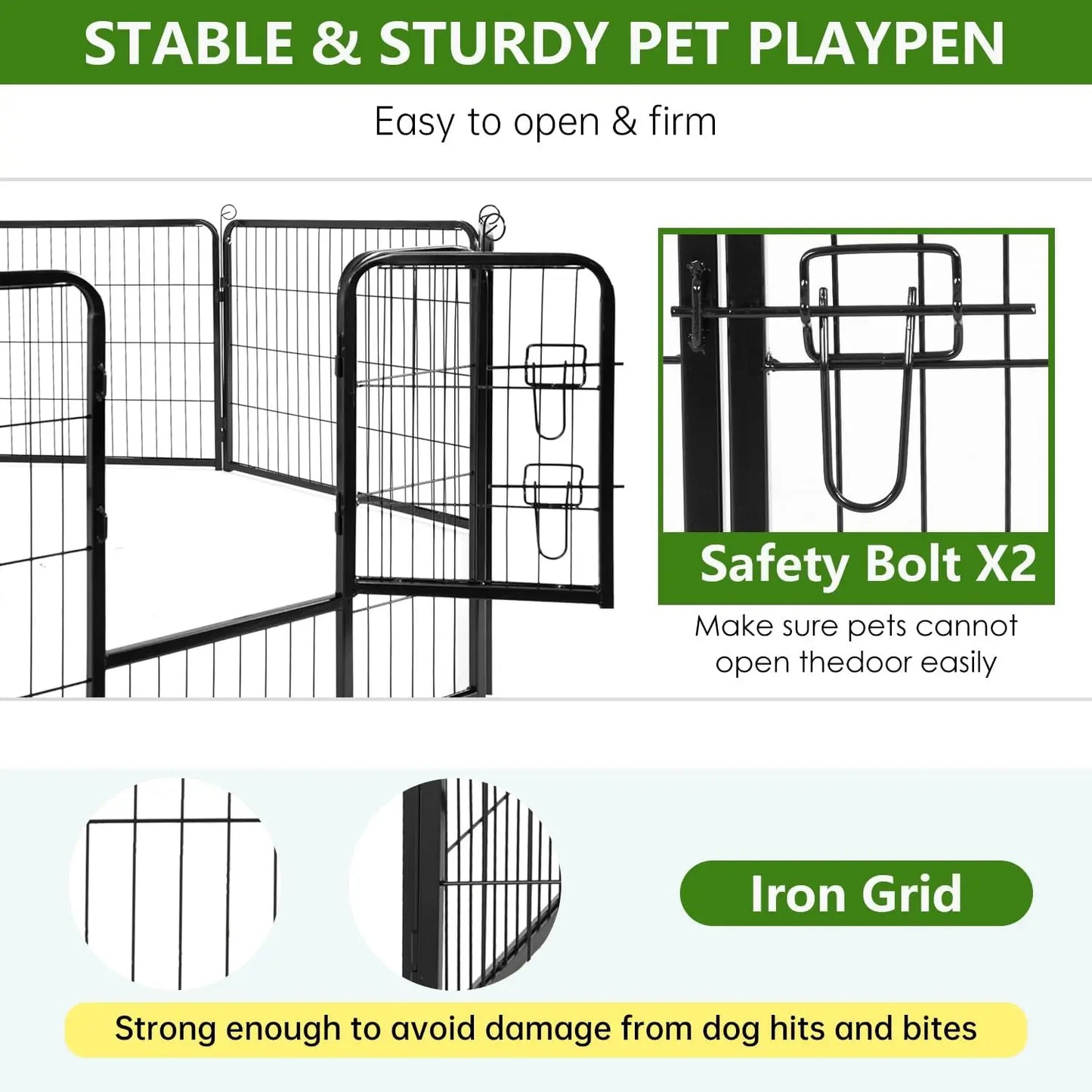 Dog Playpen Heavy Duty Metal Exercise Pen Rust-Resistant