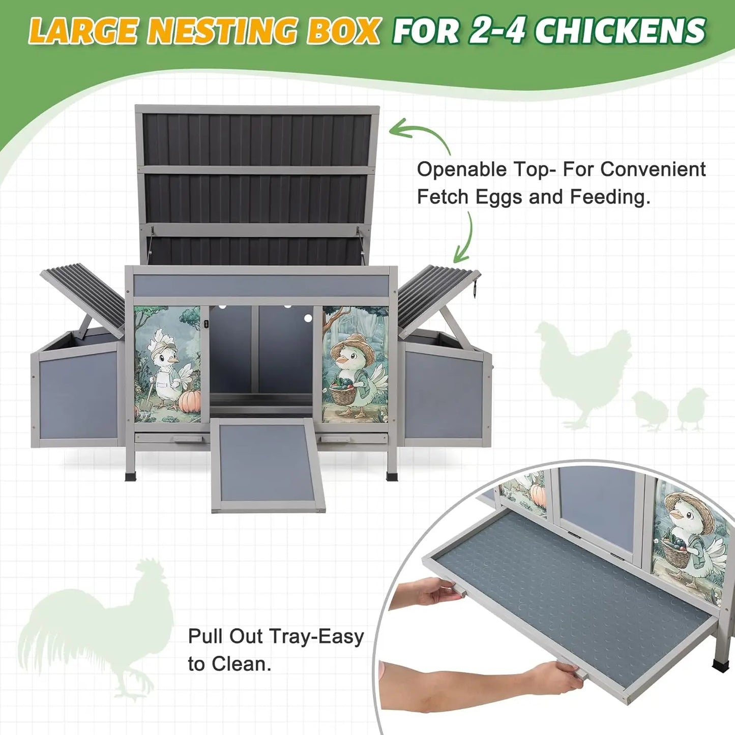 Wooden Chicken Coop With Nesting Boxes For Outdoor Backyard Poultry