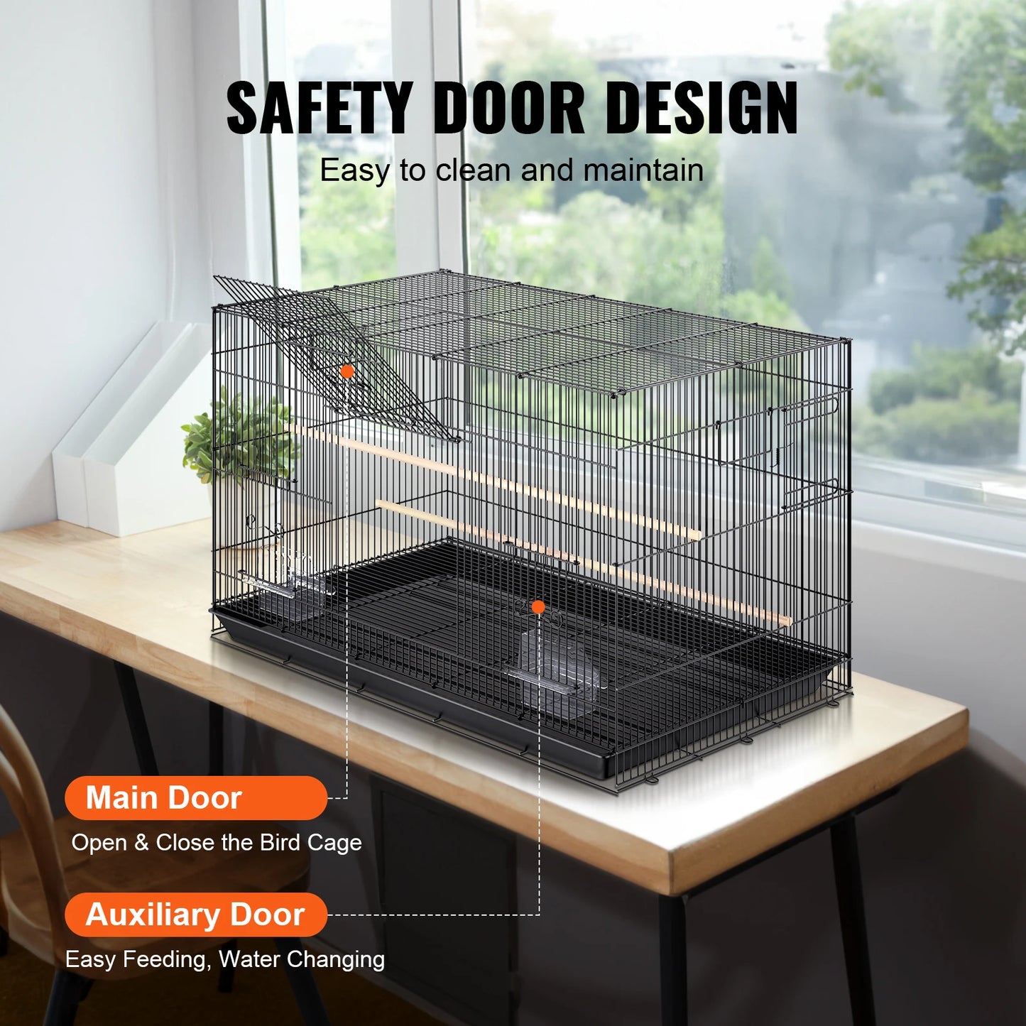 SucceBuy Pet Bird Cage With Rolling Stand Tray For Cockatiels