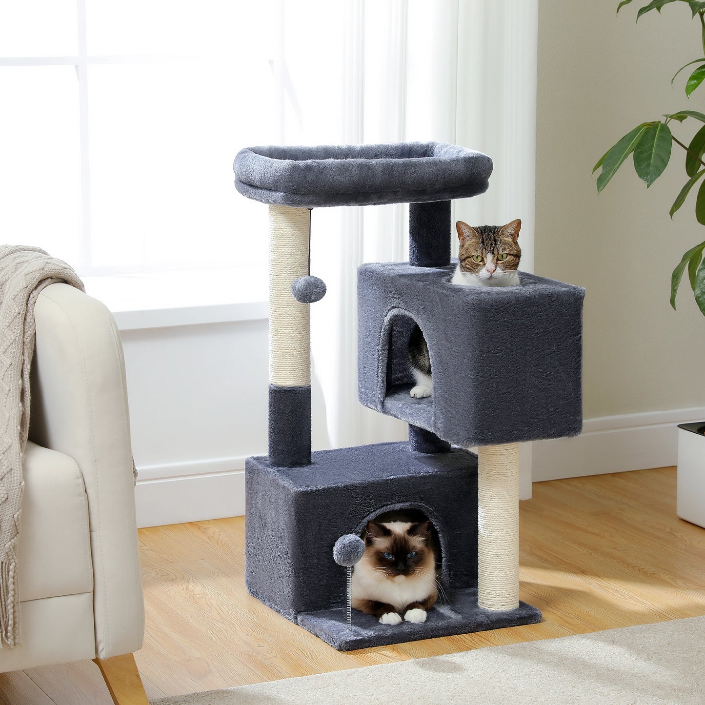 PEQULTICN Small Cat Tree With Natural Sisal Scratching Post