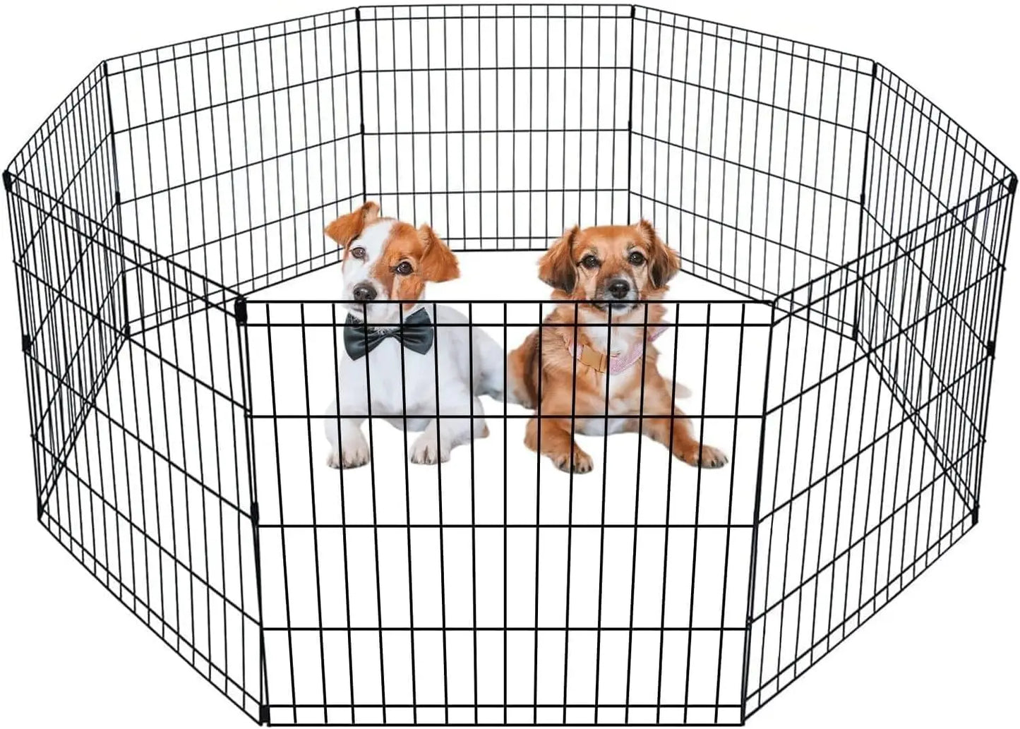 Foldable Dog Playpen, 8-Panel Metal Exercise Pen With Door