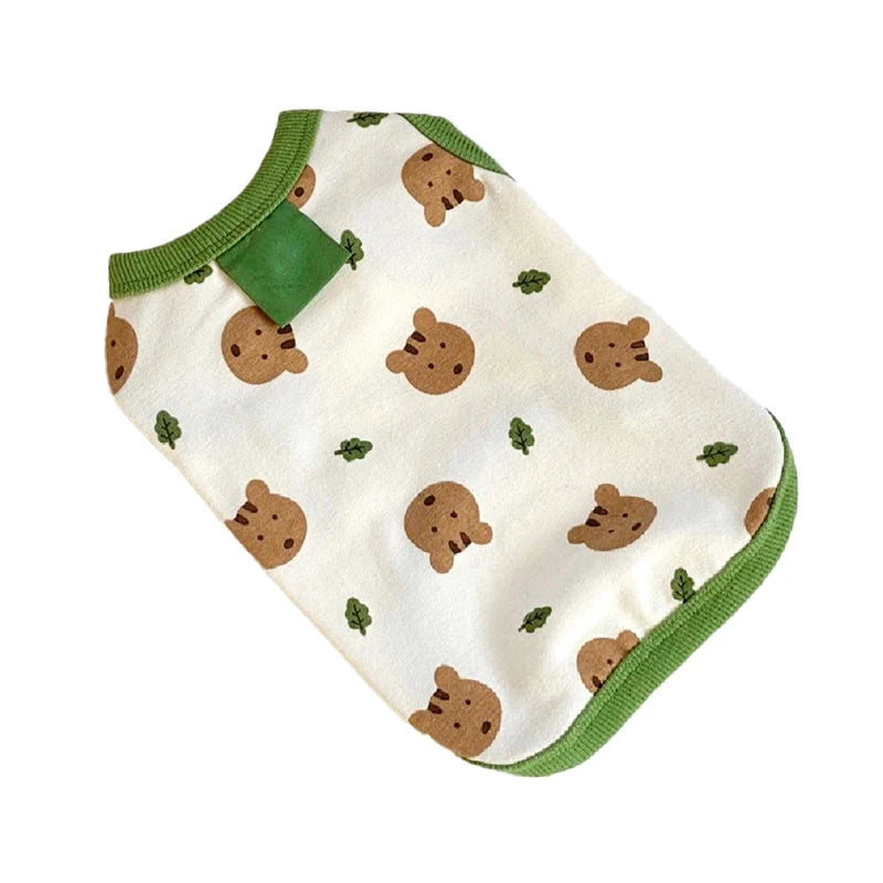 Bear Print Pomeranian Pet T Shirt For Dogs And Cats Summer Breathable