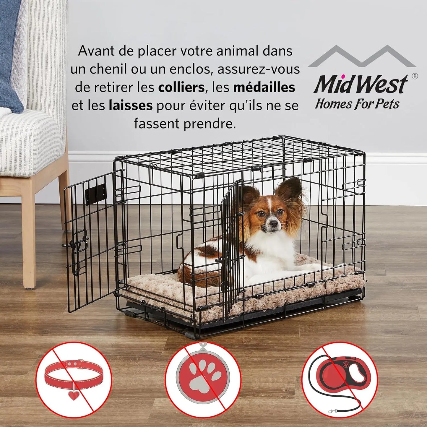 Intermediate LifeStages Folding Dog Crate Enhanced Security Leak Proof Pan