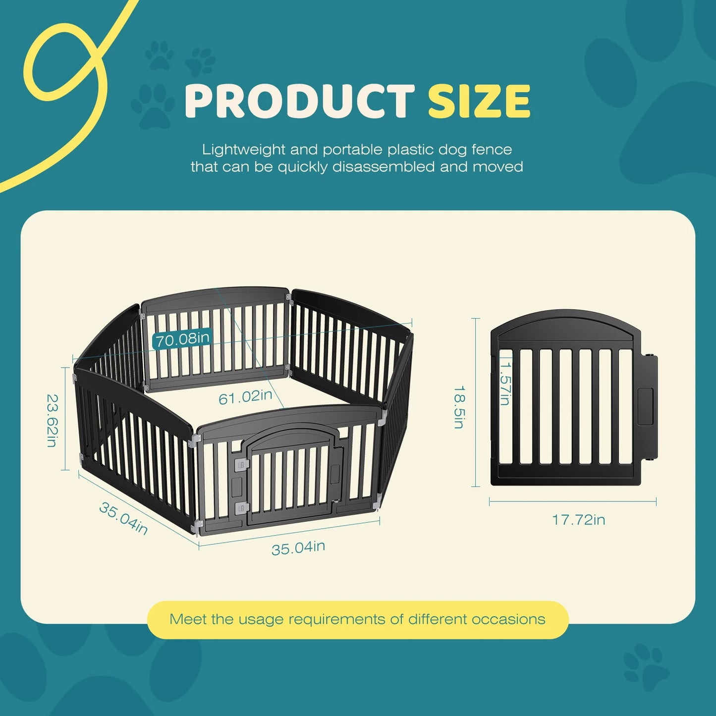 JHK Plastic Dog Playpen Expandable Fence for Dogs Outdoor Use