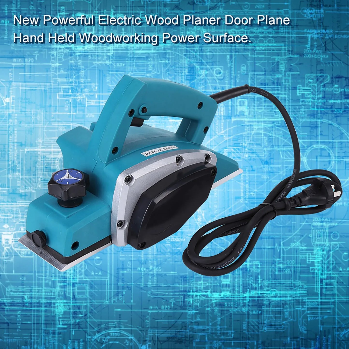 800W Portable Electric Wood Planer 16000RPM High-Speed Electric Corded Handheld Planers Power Tool for DIY Woodworking Tool