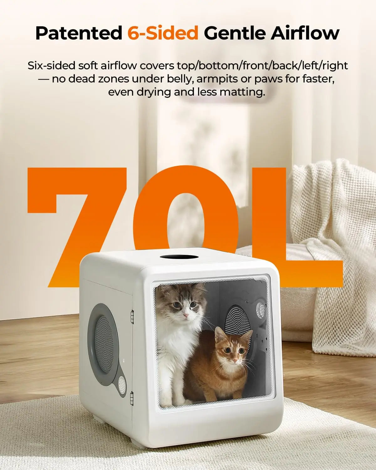 Automatic Pet Dryer Box With Gentle Airflow For Cats