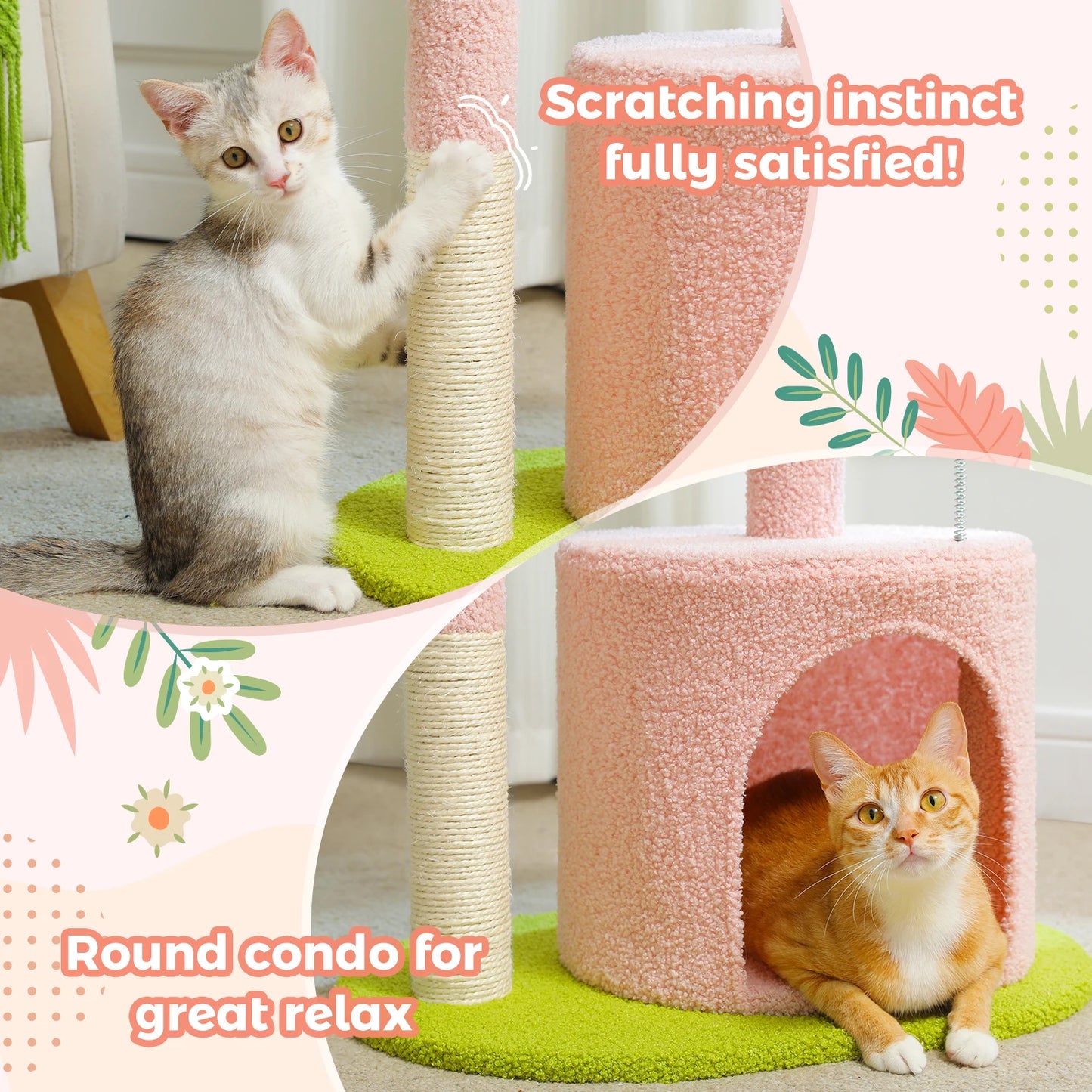 PEQULTICN Flower Cat Tree For Indoor Cats With Plush Perches