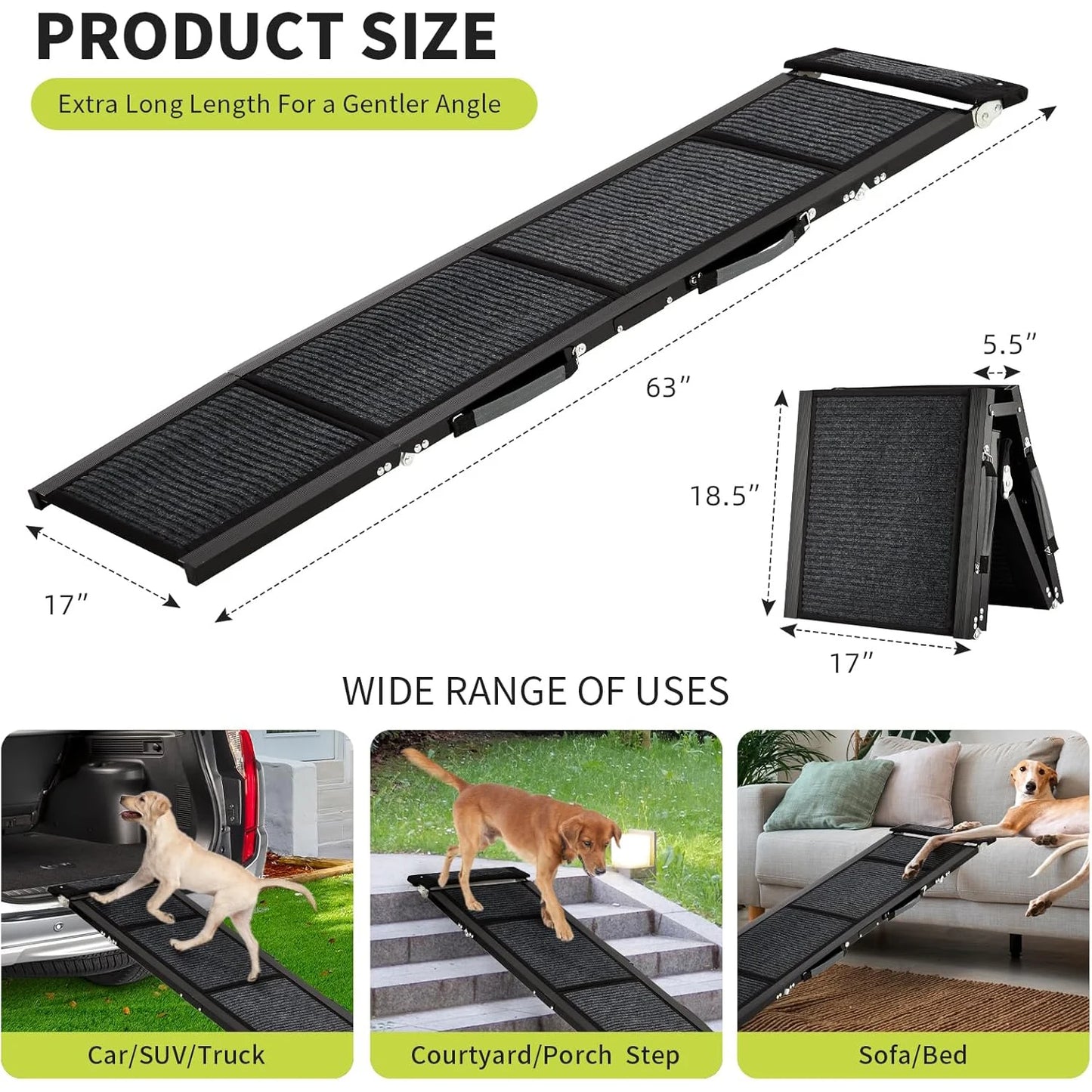 HiMISS Folding Dog Ramp for Cars Non Slip 250 Pounds