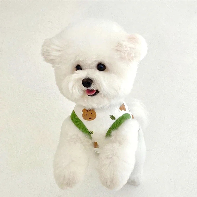 Bear Print Pomeranian Pet T Shirt For Dogs And Cats Summer Breathable