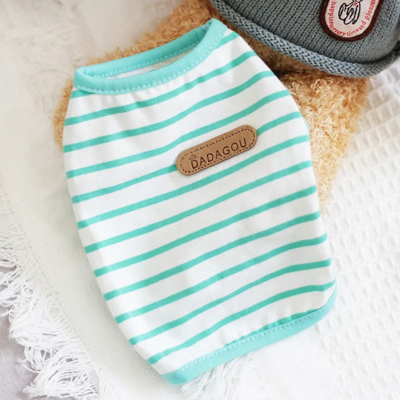 Classic Stripe Sleeveless Pet Vest Breathable Summer Outfit