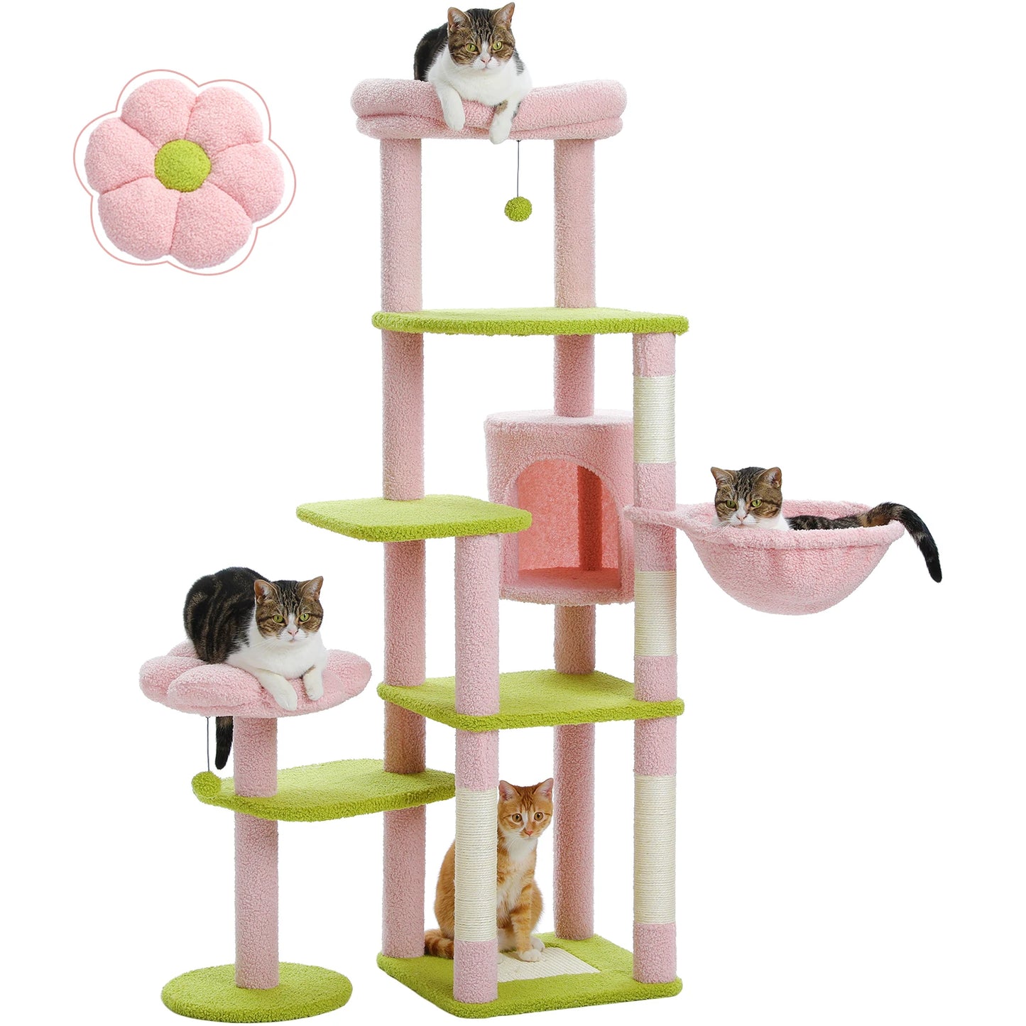PEQULTICN Multi Level Cat Tree With Scratching Posts Five Tiers