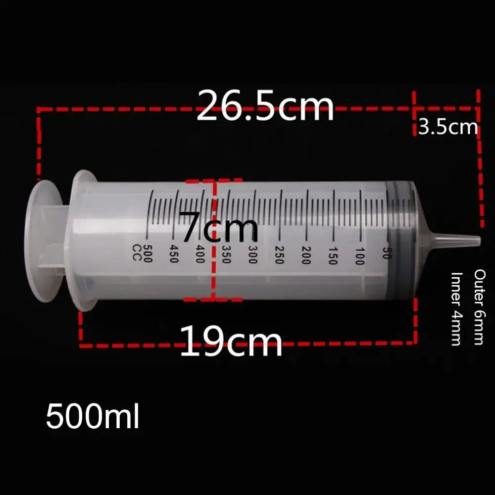 1pc 150ml-500ml Large Capacity Syringe Syringes Reusable Pump Measuring 1.3m Tube Feeding Ink Big Syringe Hydroponics Nutrient