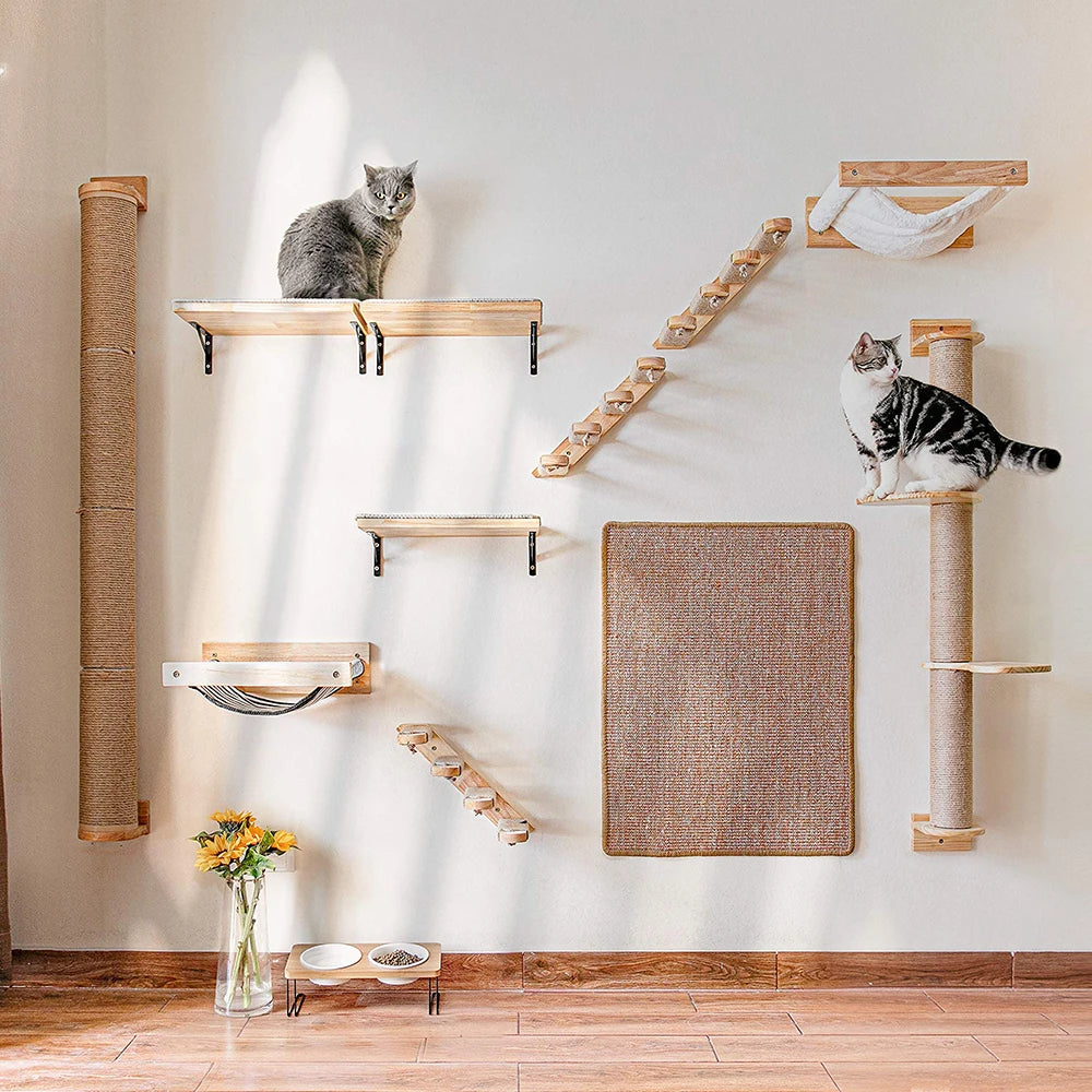 PETRAVELCN Cat Climbing Wall Shelf Four Step Scratching Post